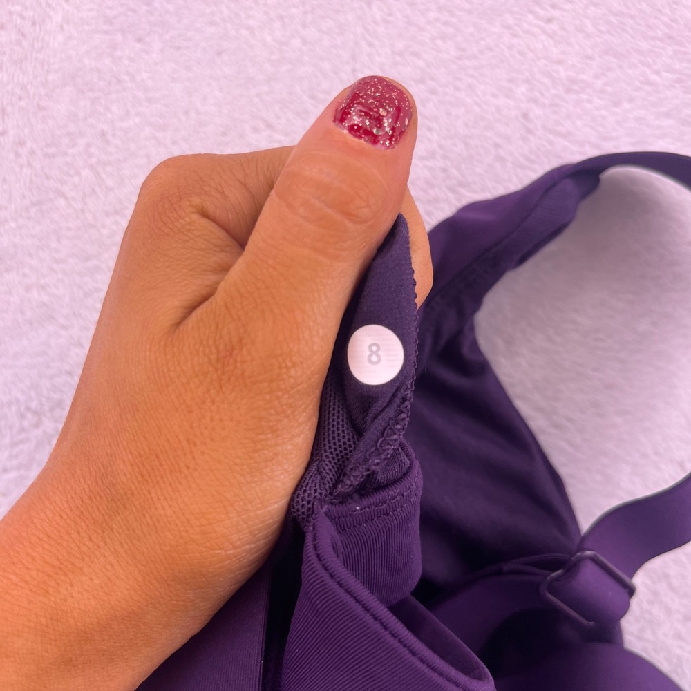 Lululemon All Powered Up Sports Bra Purple High Support Adjustable Straps Size 8 - Picture 3 of 3